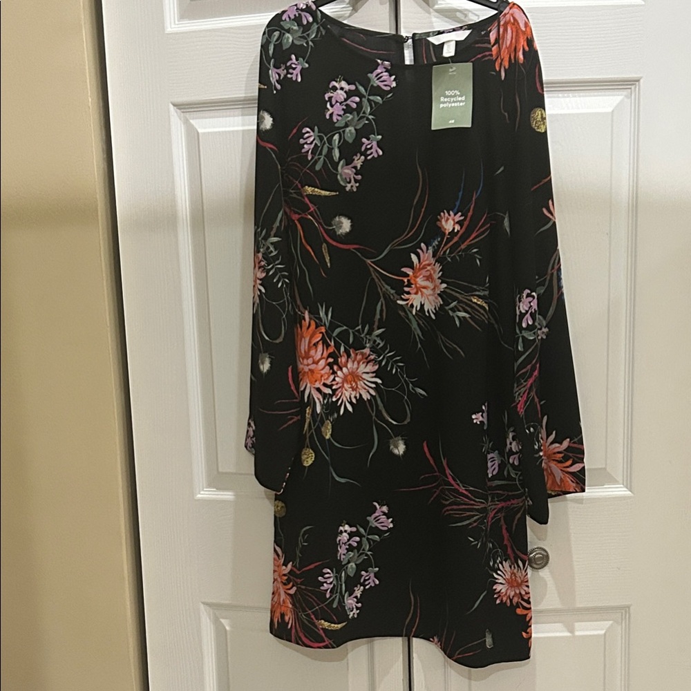 H&M Black Dress with Floral Design